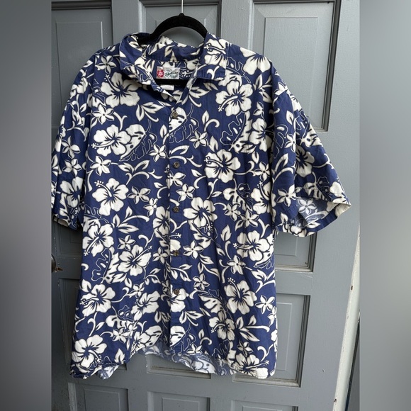 Hilo Hattie Vintage “The Hawaiian Original”  shirt size 3XL in white/blue floral - Picture 1 of 5